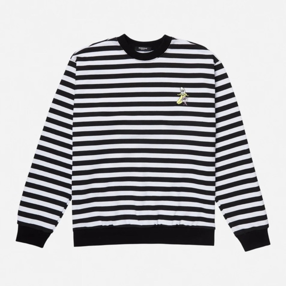 Bananas Monkey‎ Earn Your Stripes crewneck sweater black and white size 2X